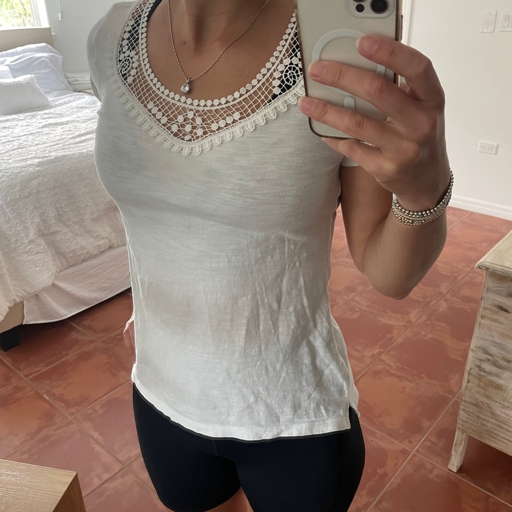 Old Navy White Lace Accent Tank Top